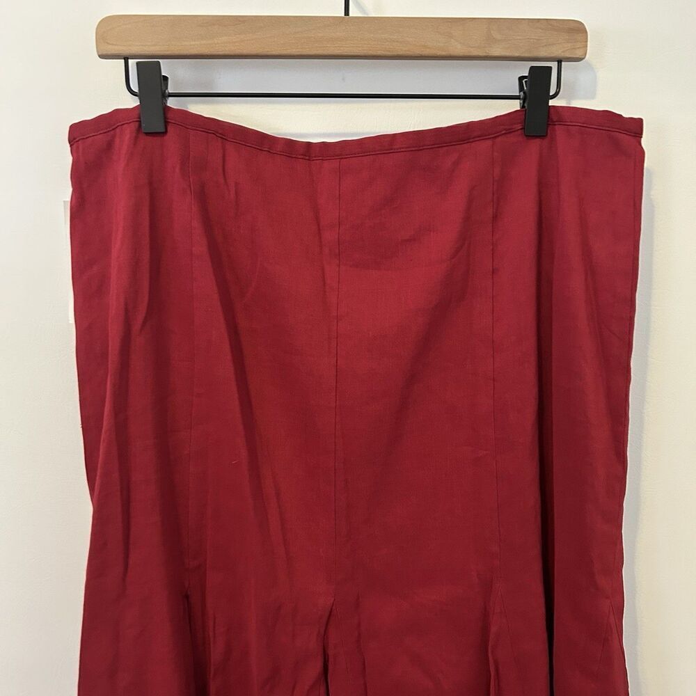 SUTTON STUDIO MAXI Skirt Size 16 Red Linen Rayon Mermaid Pleats NWT Classic - Picture 7 of 10